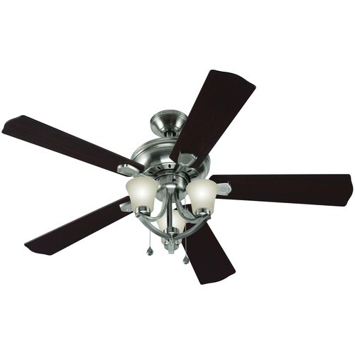 Bay Bridge 52 In Brushed Nickel Downrod Or Close Mount Indoor Ceiling Fan With Light Kit