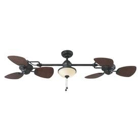 Photo 1 of **MISSING HARDWARE* MINOR DAMAGE* Harbor Breeze Twin Breeze II 74-in Oil-Rubbed Bronze LED Indoor/Outdoor Ceiling Fan with Light Kit (6-Blade)