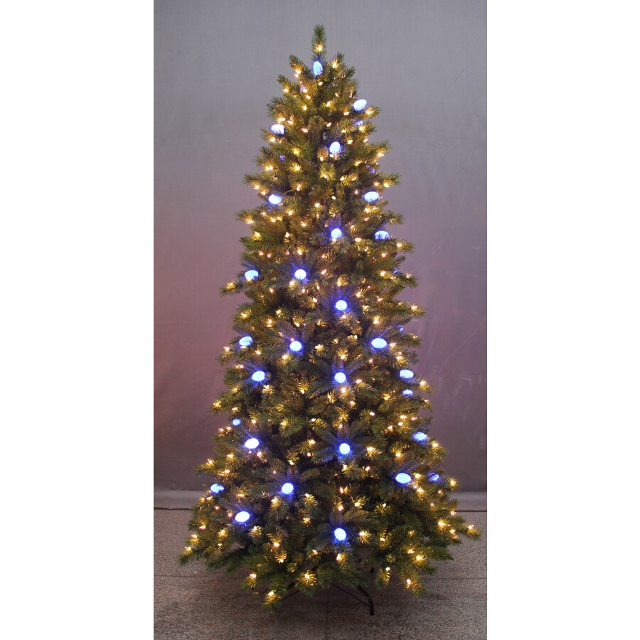 GE iTwinkle 7.5-ft Pre-Lit Artificial Christmas Tree with 500 Multi ...