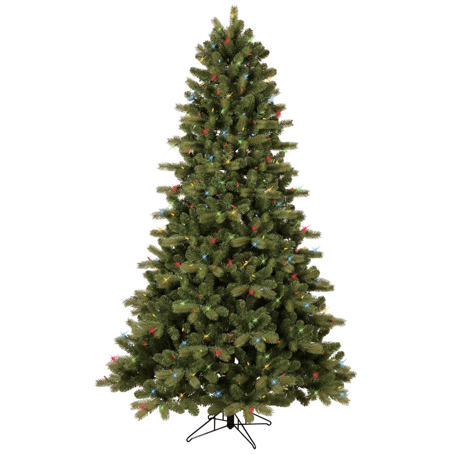 GE 7.5-ft Pre-Lit Colorado Spruce Full Artificial Christmas Tree with Color Changing Warm White ...