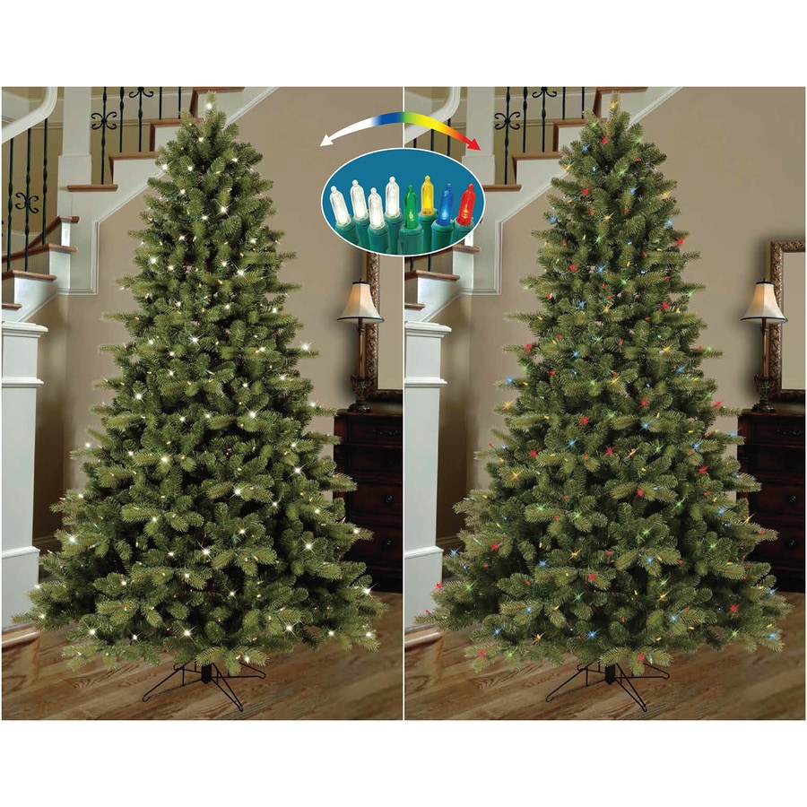 GE 7.5-ft Colorado Spruce Pre-lit Traditional Artificial Christmas Tree ...