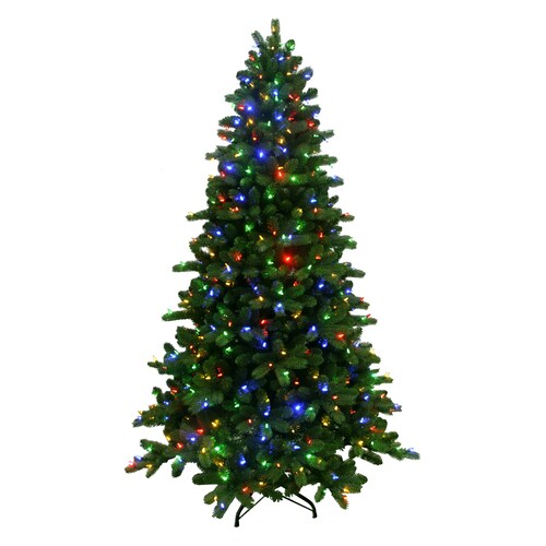 GE 7.5-ft Pre-Lit Artificial Christmas Tree with 500 Multi-Function ...