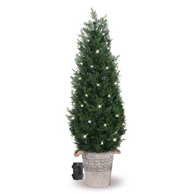 GE 3.5-ft Pre-Lit Cedar Pine Artificial Christmas Tree ...
