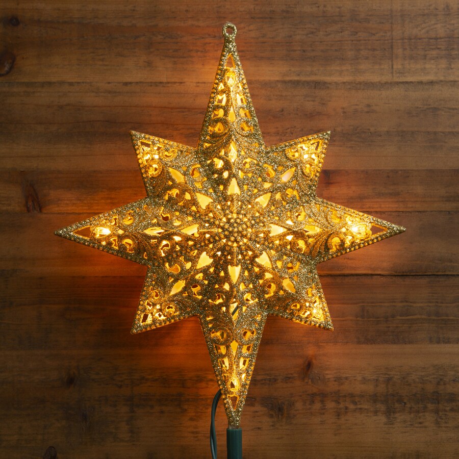 GE 11-in Star Gold Christmas Tree Topper in the Christmas Tree Toppers ...