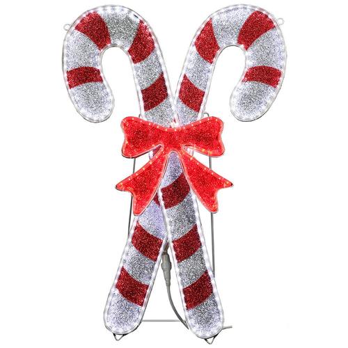 GE 36-in Candy Cane Sculpture with White LED Lights in the Outdoor ...