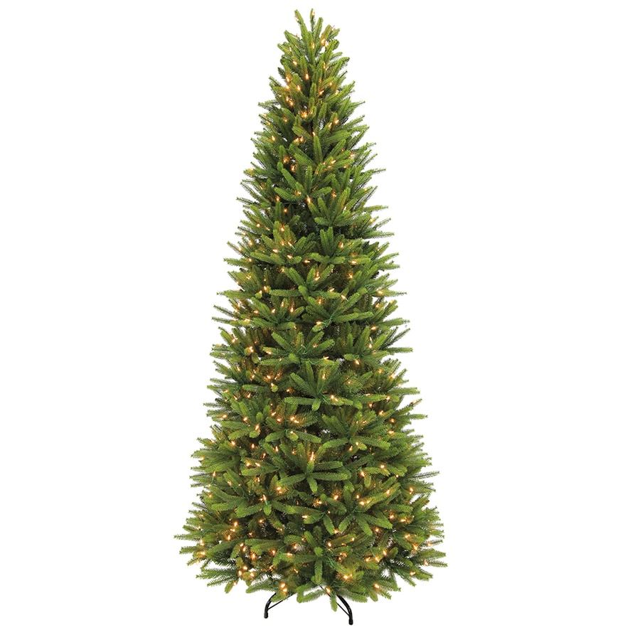 Puleo International 9-ft Pre-lit Grand Fir Slim Artificial Christmas Tree with 800 Constant Warm 