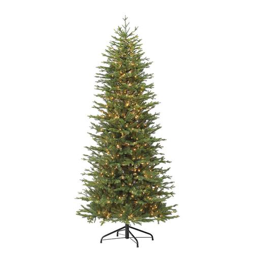 Puleo International 7.5-ft Pre-Lit Flocked Artificial Christmas Tree with 800 Constant Warm ...