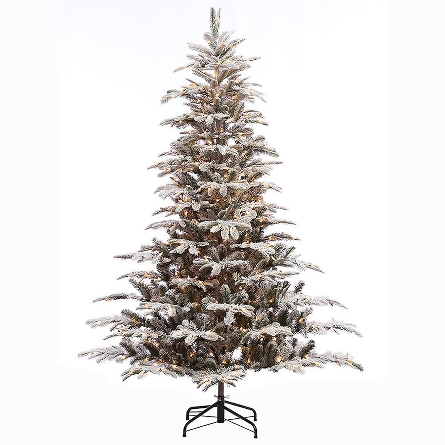 Puleo International 7.5ft Prelit Flocked Artificial Christmas Tree