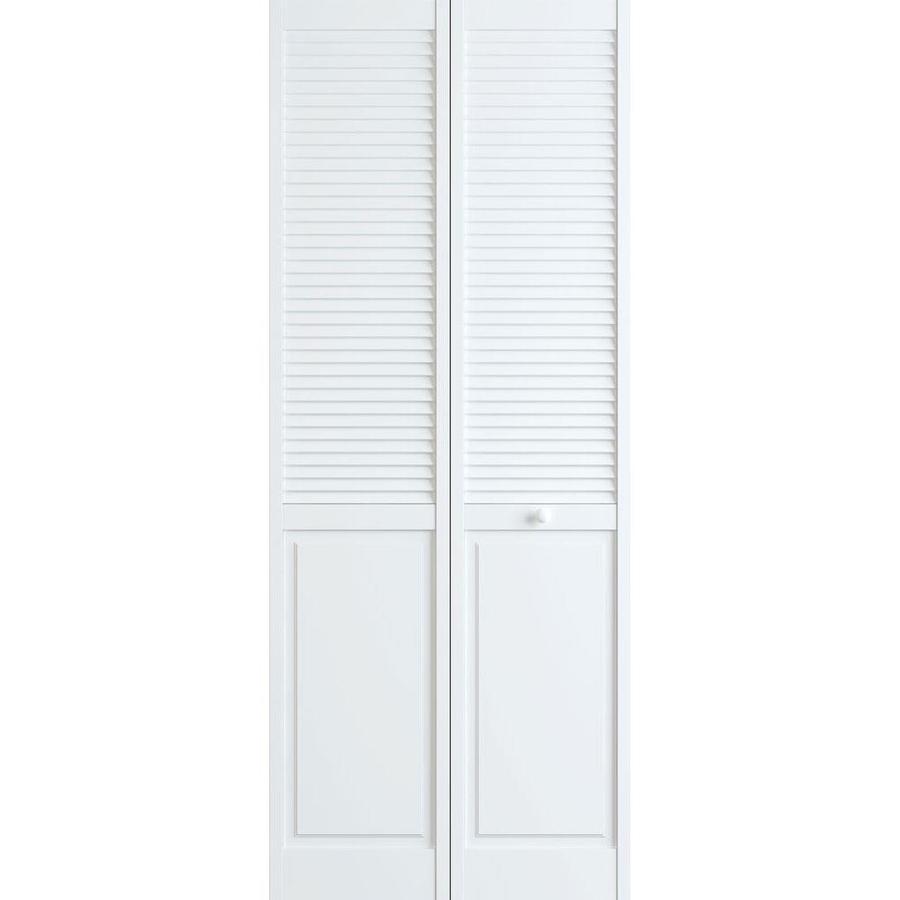 ReliaBilt 36-in x 80-in White Louver Prefinished Pine Wood Bifold Door (Hardware Included)