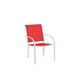 Patio Chairs At Lowes Garden Treasures Pagosa Springs White Steel Stackable Patio Dining Chair With Red Sling Fabric