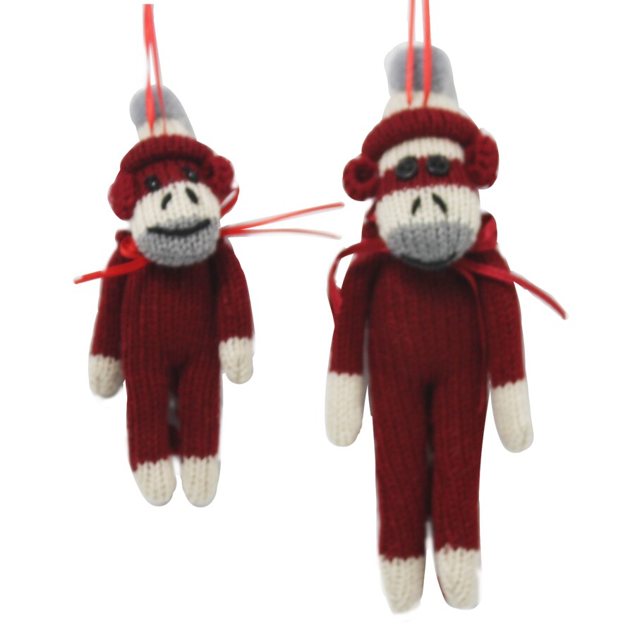 Holiday Living 630310 2-Pack Knit Sock Monkey Ornaments