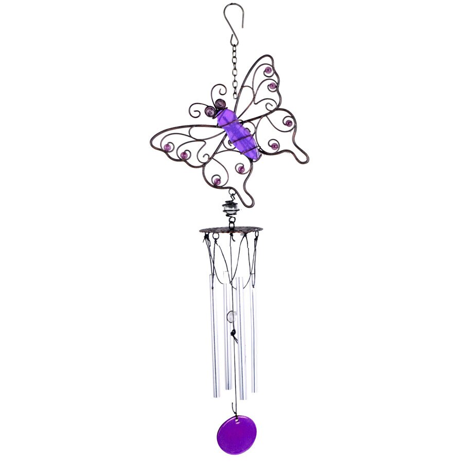 Wind Chimes At Com Garden Treasures 20 In Purple Bronze Metal Wind Chime