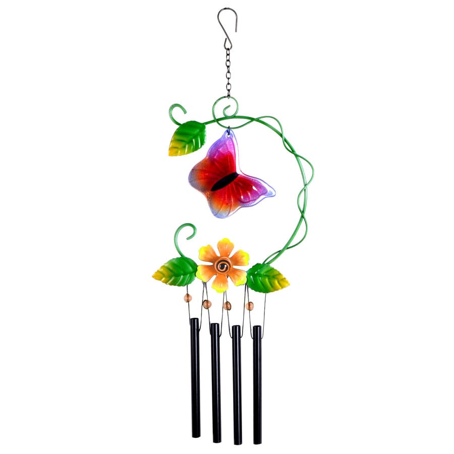 Wind Chimes At Com Garden Treasures 20 In Green Red Yellow Black Metal Wind Chime