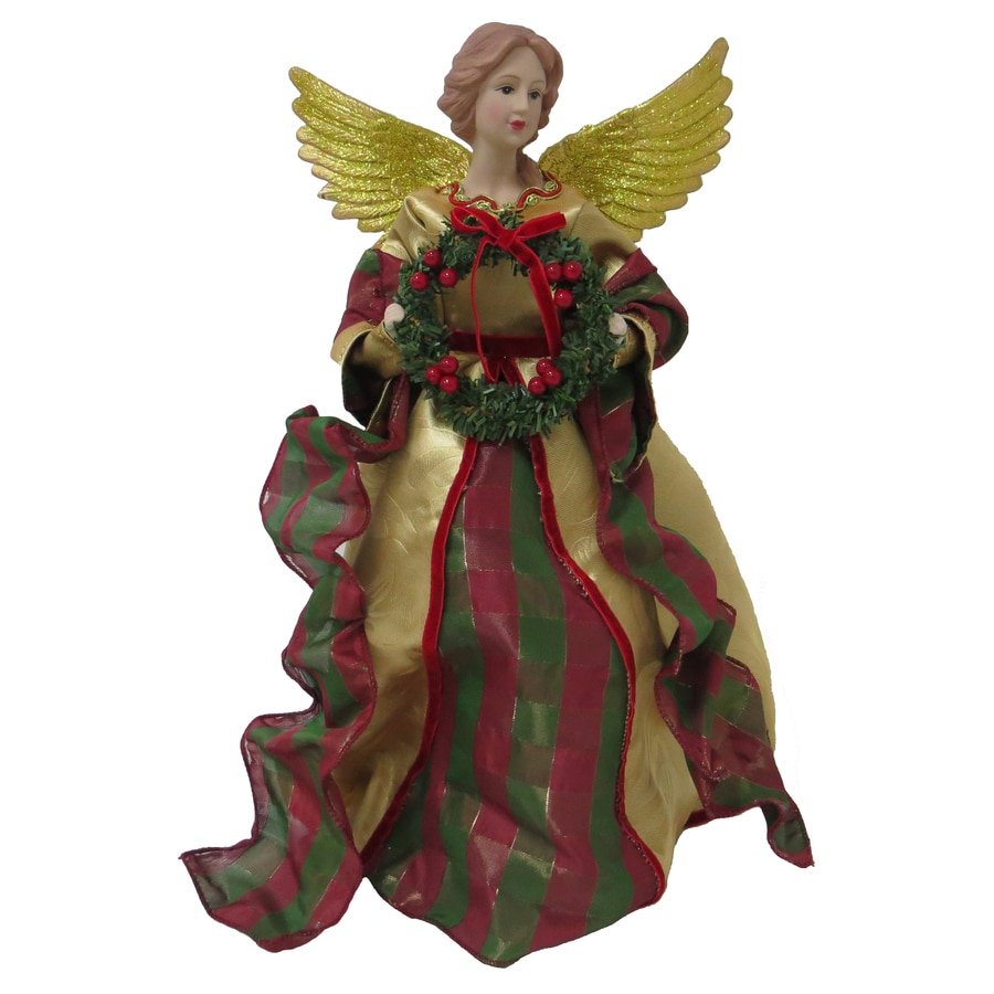 Shop Holiday Living 16.25-in Red, Green, Gold Fabric Angel Christmas ...