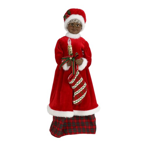 Holiday Living Red Green White Gold Brown Mrs Claus Figurine