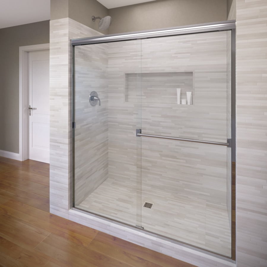 Basco Classic 70-in H x 52-in to 56-in W Semi-Frameless Bypass/Sliding Chrome Shower Door