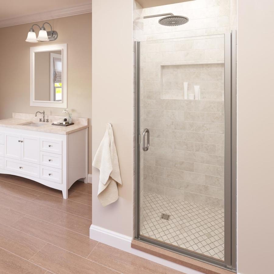 Basco Infinity 33 In To 34 In W Semi Frameless Hinged Brushed