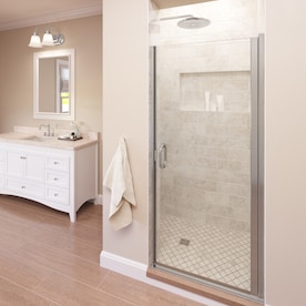 Coastal Shower Doors Paragon 65 In H X 32 In To 32 75 In W Framed Hinged Brushed Nickel Shower Door Clear Glass In The Shower Doors Department At Lowes Com