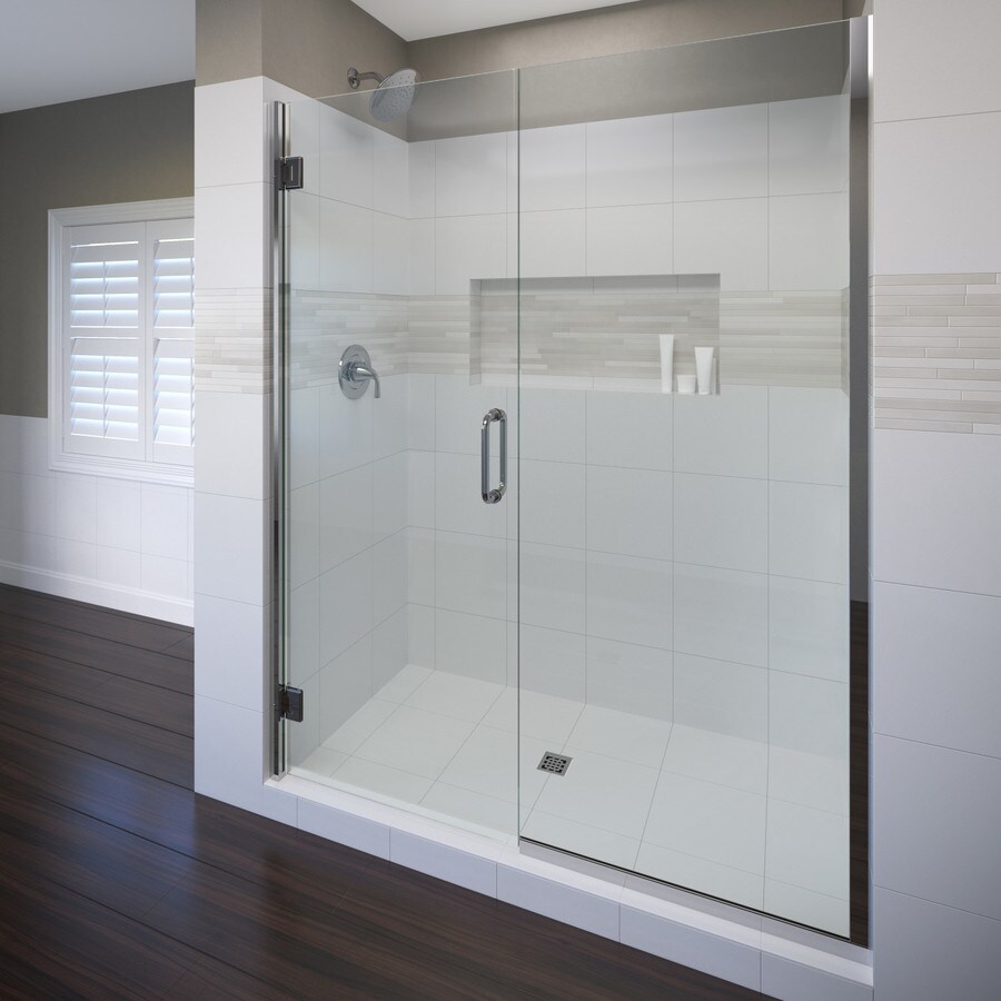 Basco Coppia 47.0625in to 48.5625in W Frameless Hinged Chrome Shower