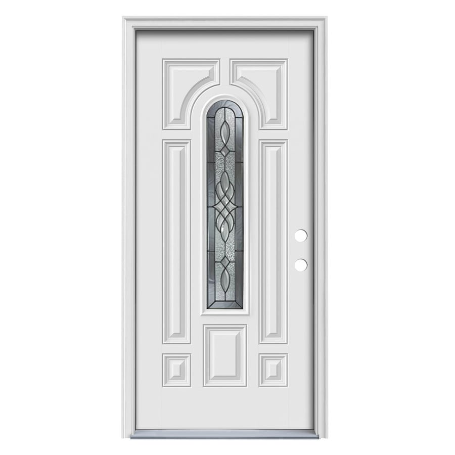 Reliabilt Hampton Center Arch Lite Decorative Glass Left Hand Reliabilt Hampton Center Arch Lite Decorative Glass Left Hand Inswing Primed Steel Prehung Entry Door Solid Core Common 36 In X 80 Actual 37 438