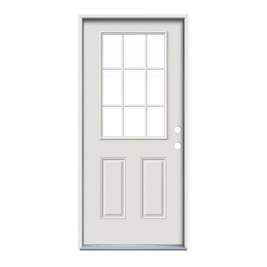 Jeld Wen Half Lite Simulated Divided Light Left Hand Inswing Jeld Wen Half Lite Simulated Divided Light Left Hand Inswing Primed Steel Prehung Solid