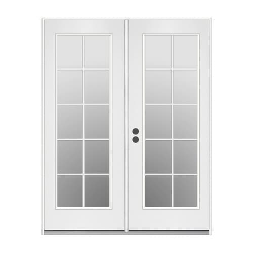 Simulated Divided Light Primed Steel Right Hand Inswing Double Door French Patio Door Common 72 In X 80 In Actual 71 5 In X 79 5 In