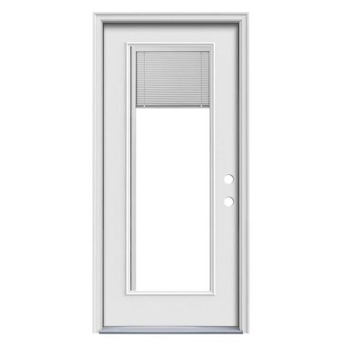 JELD-WEN 32-in X 80-in Steel Full Lite Left-Hand Inswing Primed Prehung ...