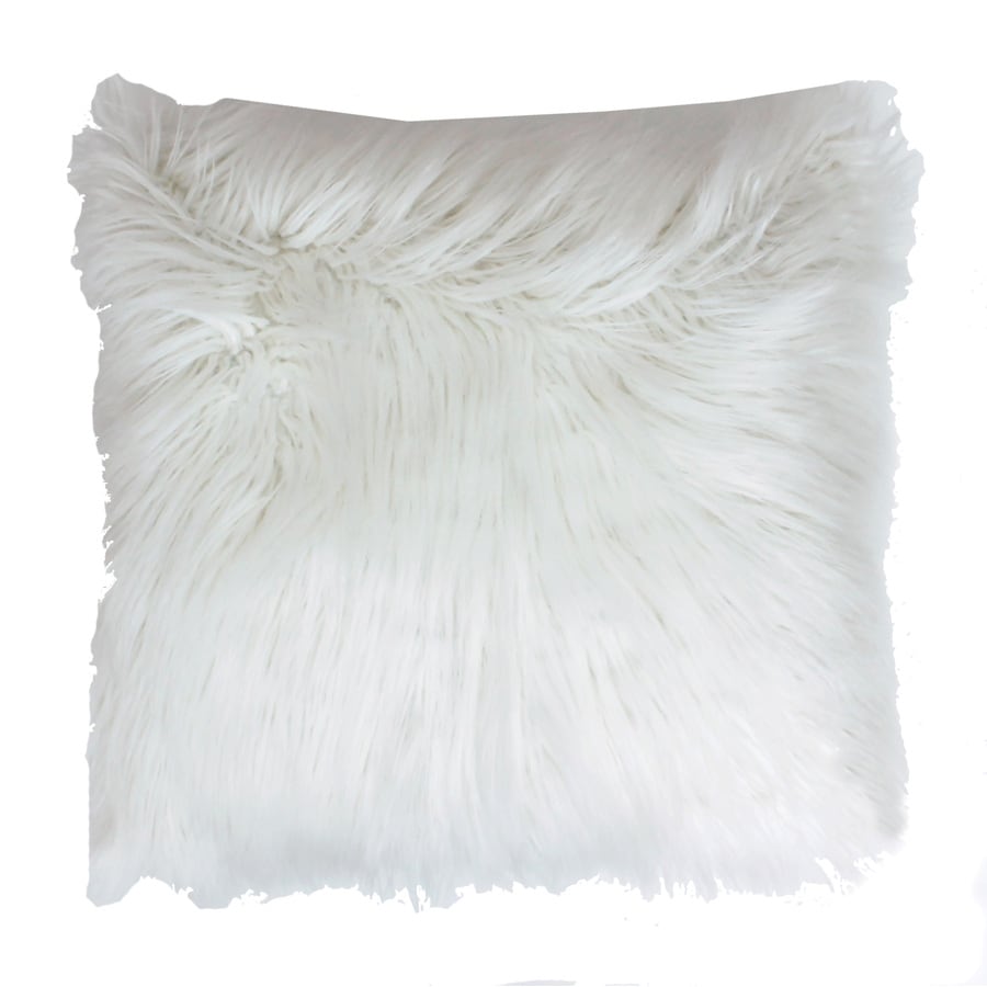 Shop Keller Faux Mongolian 16-in W x 16-in L White Square Indoor Decorative Pillow at Lowes.com