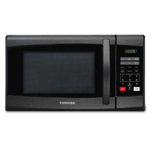 Toshiba 0.9-cu Ft 900-Watt Countertop Microwave (Black Stainless Steel ...