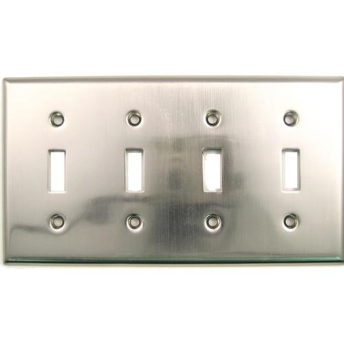 Rusticware 4Gang Satin Nickel Quad Switch Guard Standard Wall Plate in