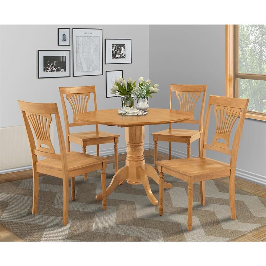 M&D Furniture Burlington Oak Dining Set with Round Dining Table in the ...