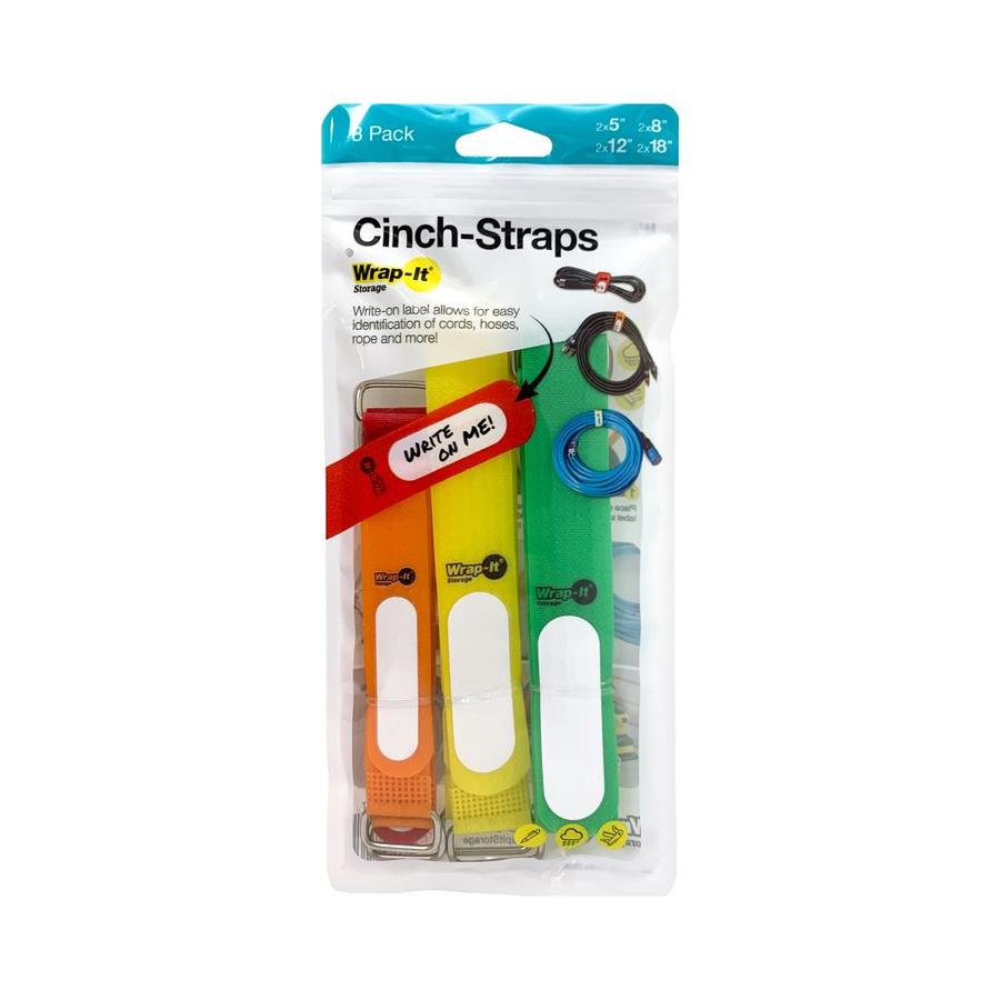 Wrap-It Storage Cinch-Straps Reusable Multi-Purpose Securing Cable Straps 8 18 Pack Cord Wrap Orange Features Stainless Steel Buckle and Label for Cord Identification Cord Organizers