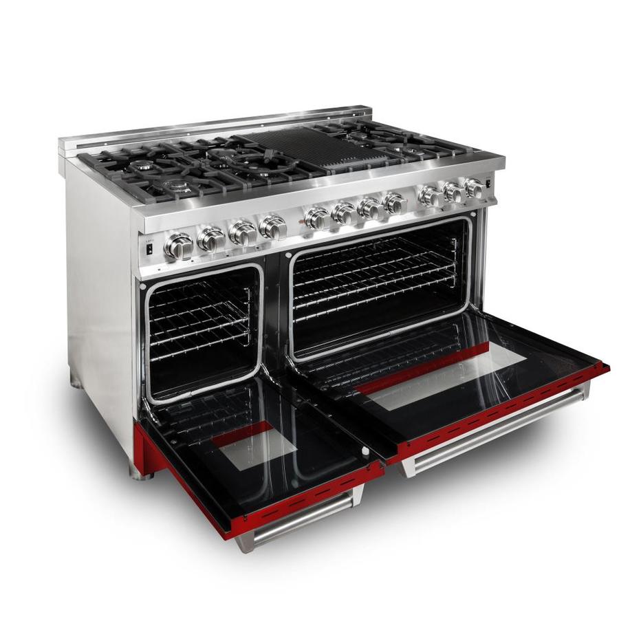 ZLINE KITCHEN & BATH Dual fuel range 48-in 7 Burners 4-cu ft/2-cu ft ...