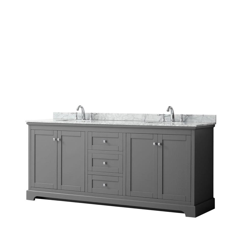 Wyndham Collection Avery 80in Dark Gray Undermount Double Sink