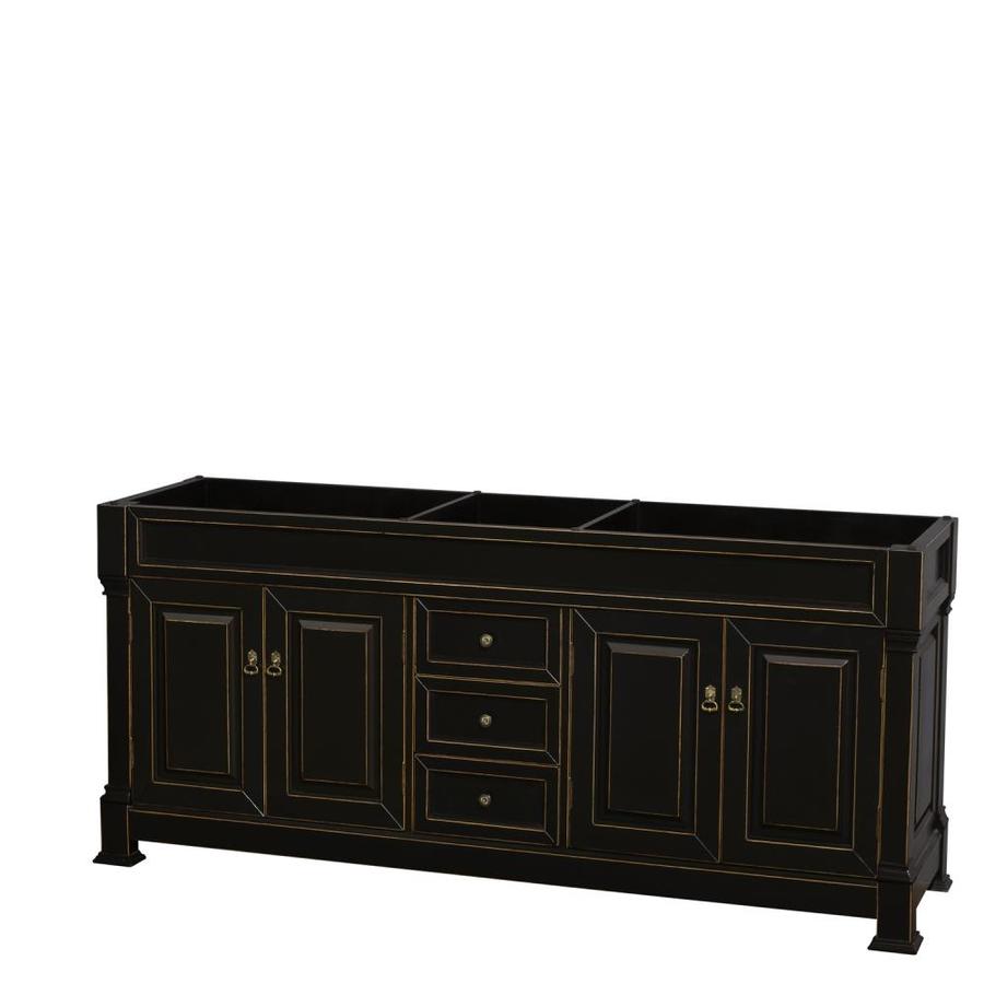 Wyndham Collection Andover 80in Black Bathroom Vanity in the
