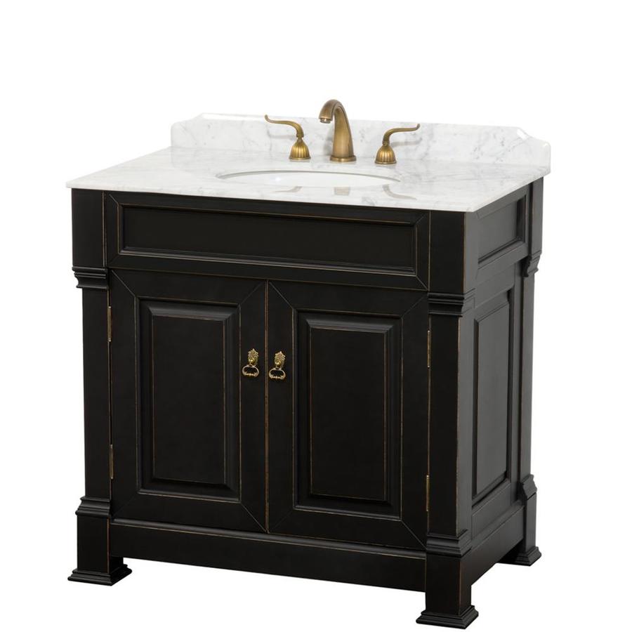 Wyndham Collection Andover 36 In Black Undermount Single Sink Bathroom Vanity With White Carrara Marble Top In The Bathroom Vanities With Tops Department At Lowes Com