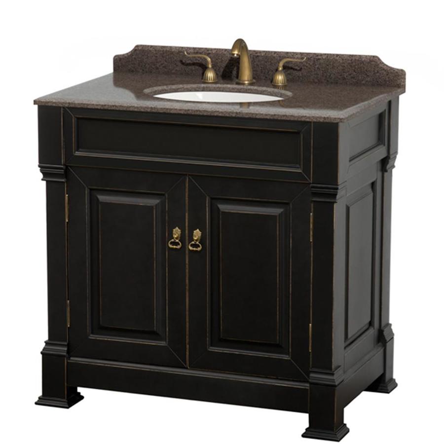 Wyndham Collection Andover 36 In Black Undermount Single Sink Bathroom Vanity With Imperial Brown Granite Granite Top In The Bathroom Vanities With Tops Department At Lowes Com