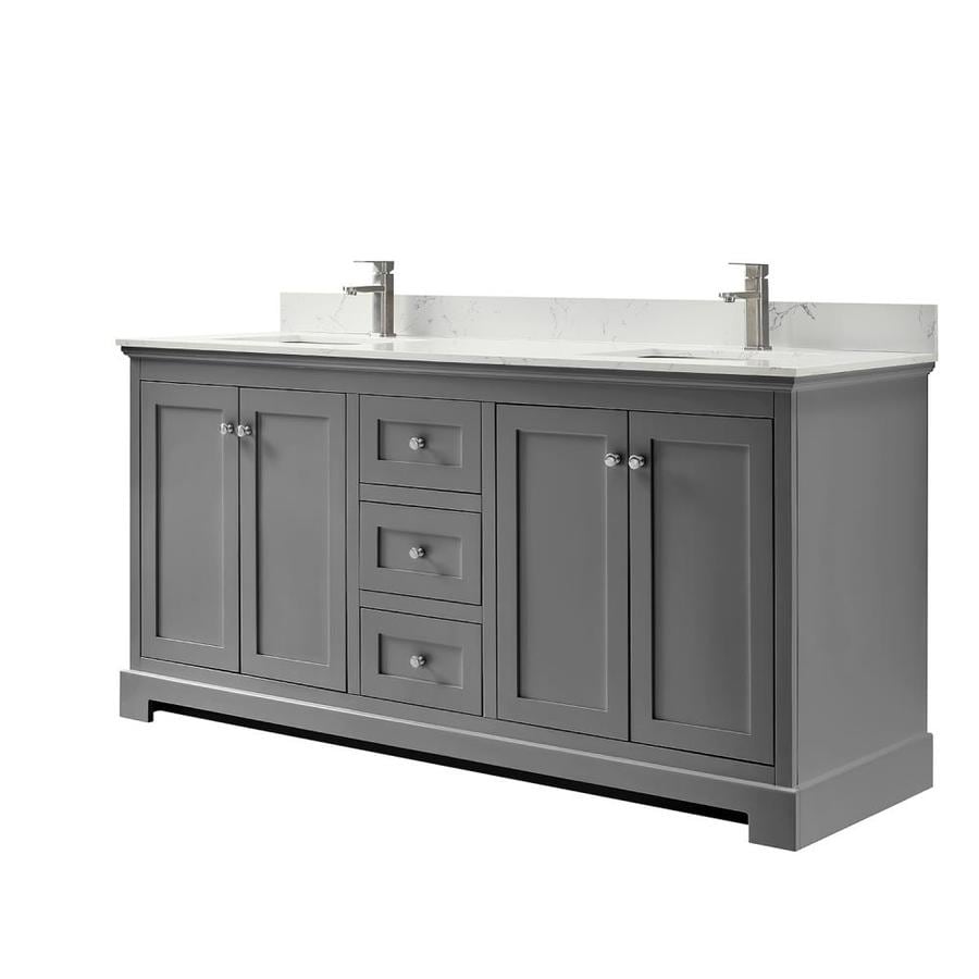 Wyndham Collection Ryla 72 In Dark Gray Undermount Double Sink Bathroom Vanity With Carrara Cultured Marble Cultured Marble Top In The Bathroom Vanities With Tops Department At Lowes Com