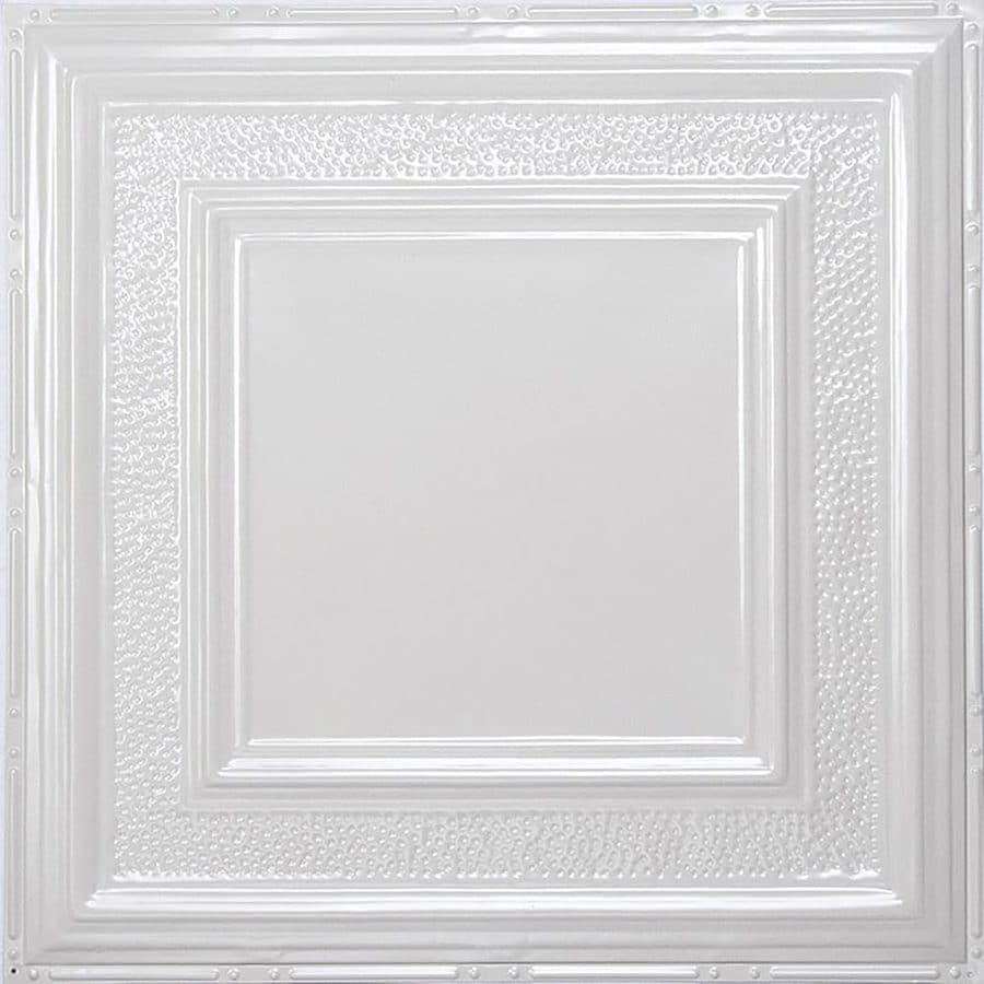 American Tin Ceilings 24-in x 24-in 5-Pack Bright White Gloss Metal/Tin ...