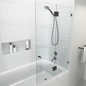 Glass Warehouse Glass Warehouse 78 In H X 33 In W Frameless Fixed Brushed Nickel Shower Door Clear Glass In The Shower Doors Department At Lowes Com