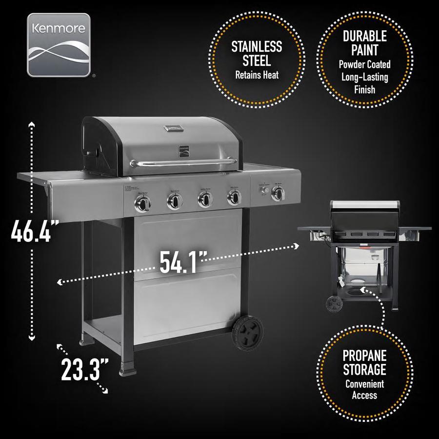 Kenmore Stainless Steel 4-Burner Liquid Propane and Natural Gas Grill ...