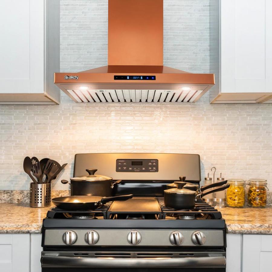 AKDY 30 in. Convertible Wall Mount Copper Stainless Steel Kitchen Range ...