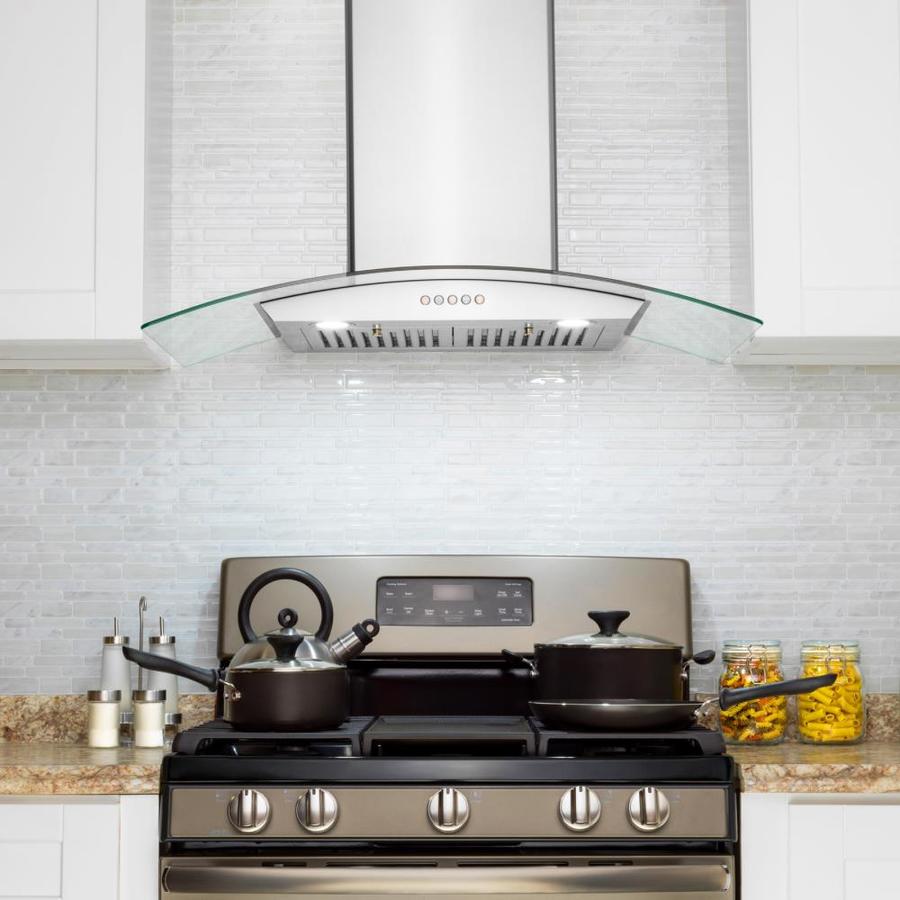 AKDY 30-in Convertible Stainless Steel+Clear Wall-Mounted Range Hood ...