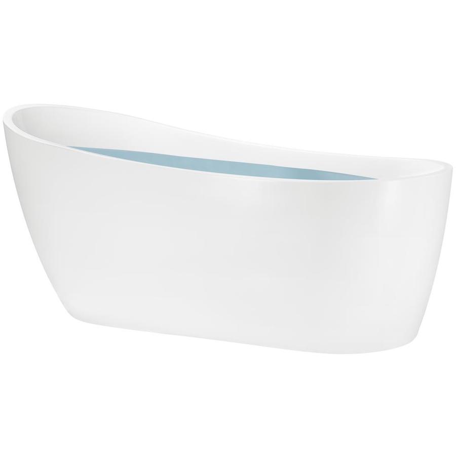 AKDY Freestanding Bathtub 59in Glossy Blue and White Marble Acrylic Bathtub Modern Freestanding
