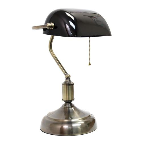 Simple Designs 14.4in Antique Nickel/Black Downbridge Table Lamp with