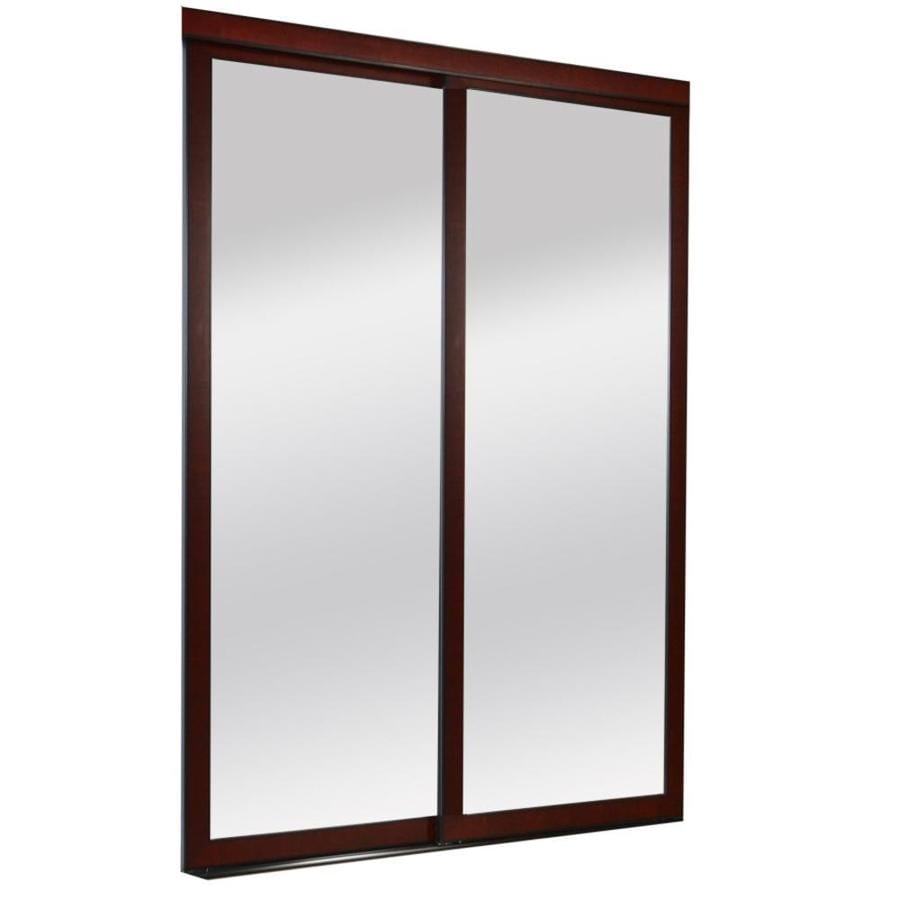 9700 Series Northwood Cherry Mirror Panel Wood Pine Sliding Closet Door Hardware Included Common 48 In X 80 In Actual 48 In X 80 In