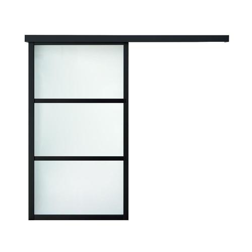 ReliaBilt 9851 Series 30-in x 96-in Black Prefinished Aluminum Barn Door (Hardware Included) in ...