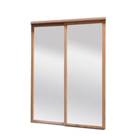 Sliding Closet Door Bifold Doors At Lowes Reliabilt 9750 Series Oak Mirror Panel Wood Sliding Closet Door Hardware Included Common