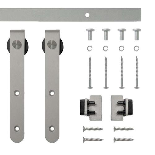 Quiet Glide 5 ft. Satin Nickel Round Hook Mini Sliding Barn Door