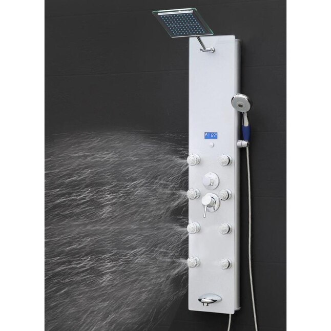 AKDY 52-in Black 8-Spray Shower Panel System AKDY 52-in Black 8-Spray Shower Panel System